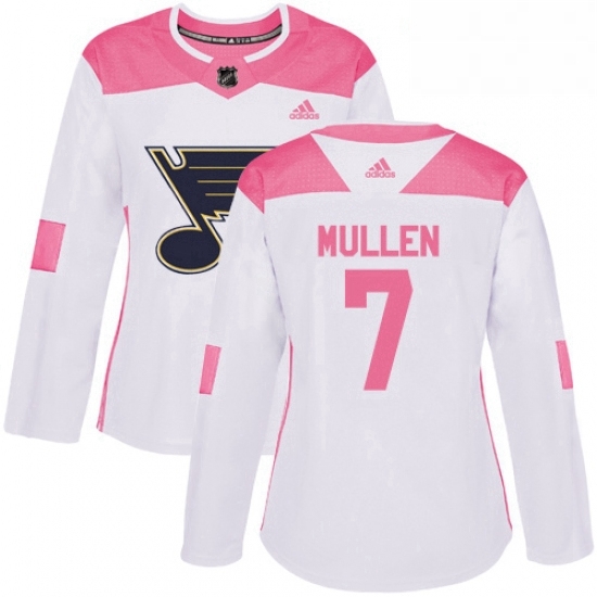 Womens Adidas St Louis Blues 7 Joe Mullen Authentic WhitePink Fashion NHL Jersey Womens Adidas St Louis Blues 7 Joe Mullen Authentic WhitePink Fashion NHL Jersey