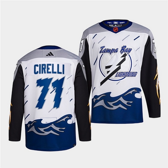 Men Tampa Bay Lightning 71 Anthony Cirelli White 2022 Reverse Retro Stitched Jersey Men Tampa Bay Lightning 71 Anthony Cirelli White 2022 Reverse Retro Stitched Jersey