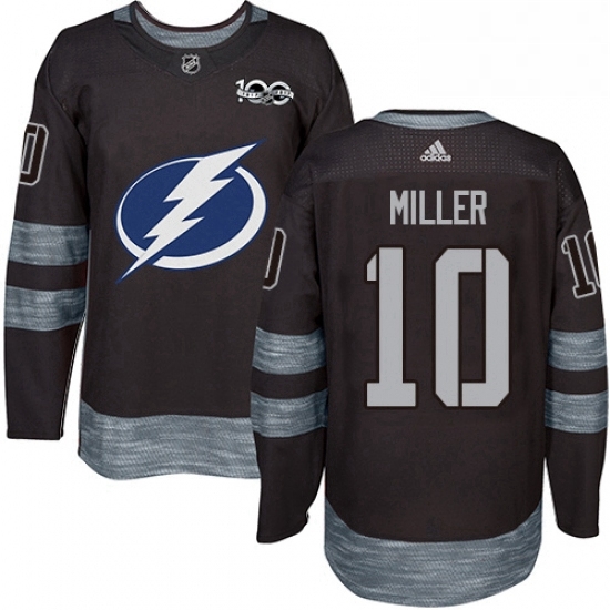 Mens Adidas Tampa Bay Lightning 10 JT Miller Authentic Black 1917 2017 100th Anniversary NHL Jerse Mens Adidas Tampa Bay Lightning 10 JT Miller Authentic Black 1917 2017 100th Anniversary NHL Jerse