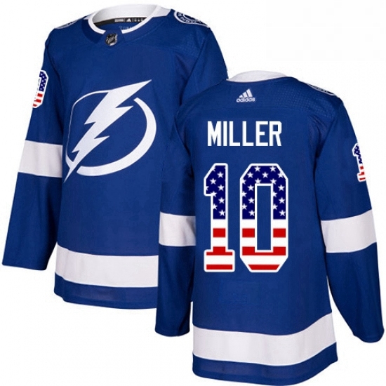 Mens Adidas Tampa Bay Lightning 10 JT Miller Authentic Blue USA Flag Fashion NHL Jerse Mens Adidas Tampa Bay Lightning 10 JT Miller Authentic Blue USA Flag Fashion NHL Jerse