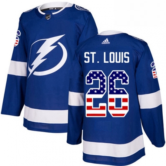 Mens Adidas Tampa Bay Lightning 26 Martin St Louis Authentic Blue USA Flag Fashion NHL Jersey Mens Adidas Tampa Bay Lightning 26 Martin St Louis Authentic Blue USA Flag Fashion NHL Jersey