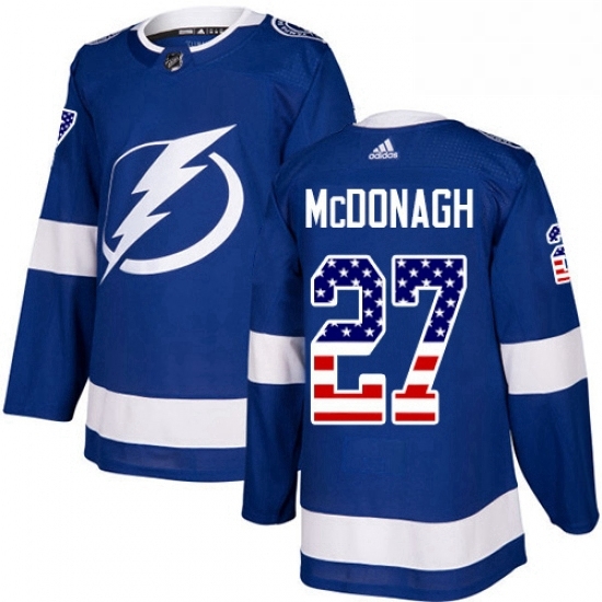 Mens Adidas Tampa Bay Lightning 27 Ryan McDonagh Authentic Blue USA Flag Fashion NHL Jerse Mens Adidas Tampa Bay Lightning 27 Ryan McDonagh Authentic Blue USA Flag Fashion NHL Jerse