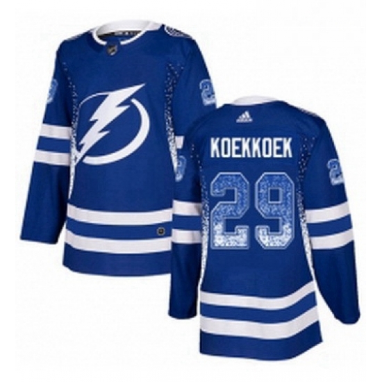 Mens Adidas Tampa Bay Lightning 29 Slater Koekkoek Authentic Blue Drift Fashion NHL Jersey Mens Adidas Tampa Bay Lightning 29 Slater Koekkoek Authentic Blue Drift Fashion NHL Jersey
