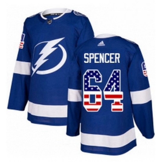 Mens Adidas Tampa Bay Lightning 64 Matthew Spencer Authentic Blue USA Flag Fashion NHL Jersey Mens Adidas Tampa Bay Lightning 64 Matthew Spencer Authentic Blue USA Flag Fashion NHL Jersey