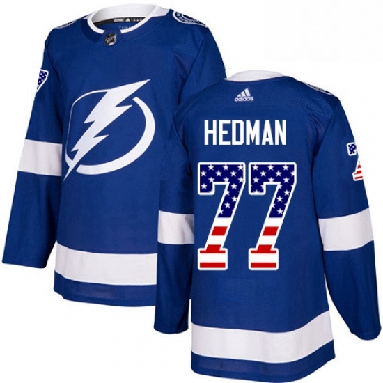 Mens Adidas Tampa Bay Lightning 77 Victor Hedman Authentic Blue USA Flag Fashion NHL Jersey Mens Adidas Tampa Bay Lightning 77 Victor Hedman Authentic Blue USA Flag Fashion NHL Jersey