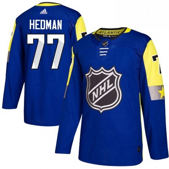 Mens Adidas Tampa Bay Lightning 77 Victor Hedman Authentic Royal Blue 2018 All Star Atlantic Division NHL Jersey Mens Adidas Tampa Bay Lightning 77 Victor Hedman Authentic Royal Blue 2018 All Star Atlantic Division NHL Jersey