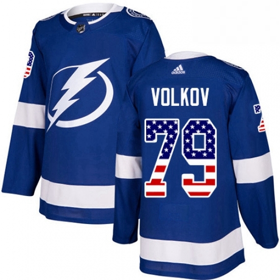 Mens Adidas Tampa Bay Lightning 79 Alexander Volkov Authentic Blue USA Flag Fashion NHL Jersey Mens Adidas Tampa Bay Lightning 79 Alexander Volkov Authentic Blue USA Flag Fashion NHL Jersey