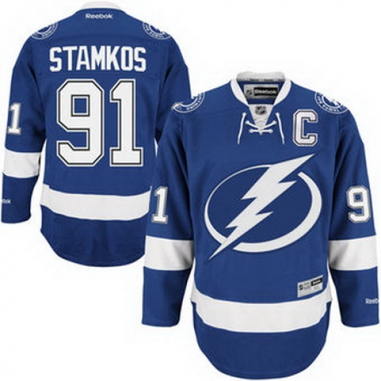 Mens Tampa Bay Lightning Steven Stamkos Reebok Blue Home Captain Premier Jersey Mens Tampa Bay Lightning Steven Stamkos Reebok Blue Home Captain Premier Jersey