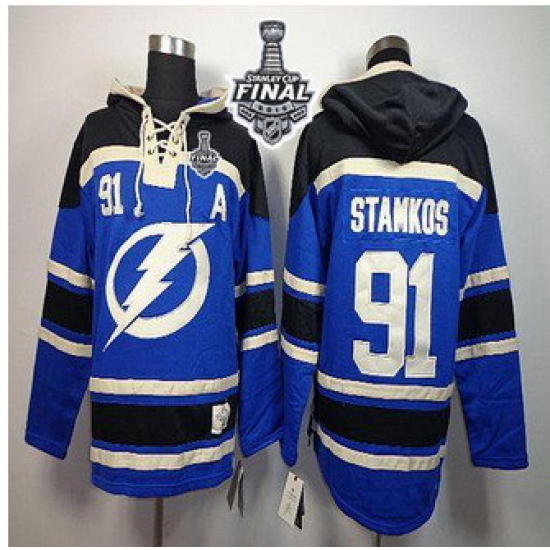 Tampa Bay Lightning #91 Steven Stamkos Blue Sawyer Hooded Sweatshirt 2015 Stanley Cup Stitched NHL Jersey Tampa Bay Lightning #91 Steven Stamkos Blue Sawyer Hooded Sweatshirt 2015 Stanley Cup Stitched NHL Jersey