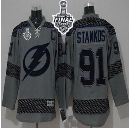 Tampa Bay Lightning #91 Steven Stamkos Charcoal Cross Check Fashion 2015 Stanley Cup Stitched NHL Jersey Tampa Bay Lightning #91 Steven Stamkos Charcoal Cross Check Fashion 2015 Stanley Cup Stitched NHL Jersey