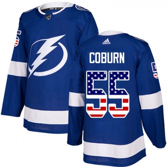 Youth Adidas Tampa Bay Lightning 55 Braydon Coburn Authentic Blue USA Flag Fashion NHL Jersey Youth Adidas Tampa Bay Lightning 55 Braydon Coburn Authentic Blue USA Flag Fashion NHL Jersey