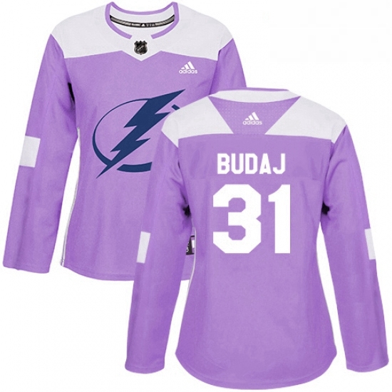 Womens Adidas Tampa Bay Lightning 31 Peter Budaj Authentic Purple Fights Cancer Practice NHL Jersey Womens Adidas Tampa Bay Lightning 31 Peter Budaj Authentic Purple Fights Cancer Practice NHL Jersey