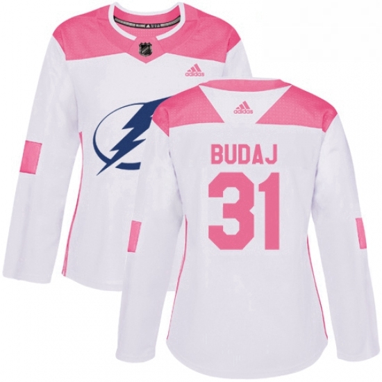 Womens Adidas Tampa Bay Lightning 31 Peter Budaj Authentic WhitePink Fashion NHL Jersey Womens Adidas Tampa Bay Lightning 31 Peter Budaj Authentic WhitePink Fashion NHL Jersey