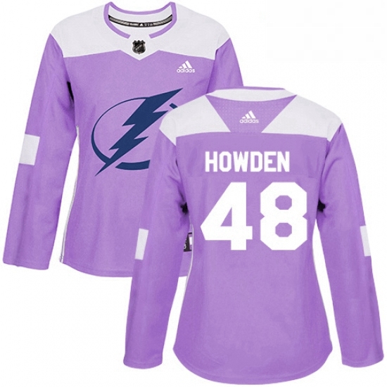 Womens Adidas Tampa Bay Lightning 48 Brett Howden Authentic Purple Fights Cancer Practice NHL Jersey Womens Adidas Tampa Bay Lightning 48 Brett Howden Authentic Purple Fights Cancer Practice NHL Jersey
