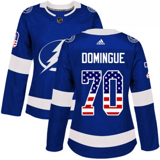 Womens Adidas Tampa Bay Lightning 70 Louis Domingue Authentic Blue USA Flag Fashion NHL Jerse Womens Adidas Tampa Bay Lightning 70 Louis Domingue Authentic Blue USA Flag Fashion NHL Jerse