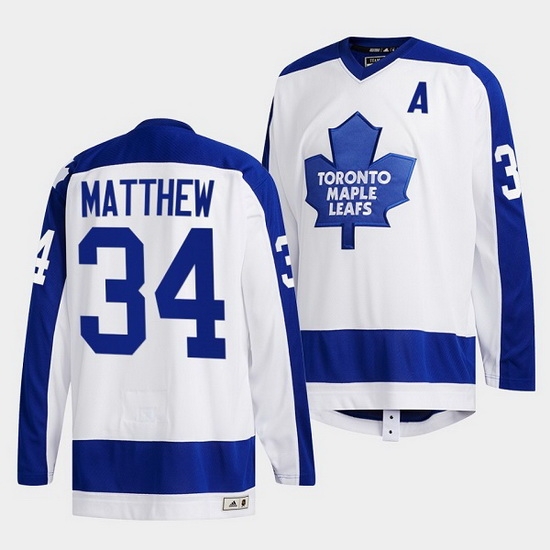 Men Toronto Maple Leafs 34 Auston Matthews White Classics Primary Logo Stitched jersey Men Toronto Maple Leafs 34 Auston Matthews White Classics Primary Logo Stitched jersey