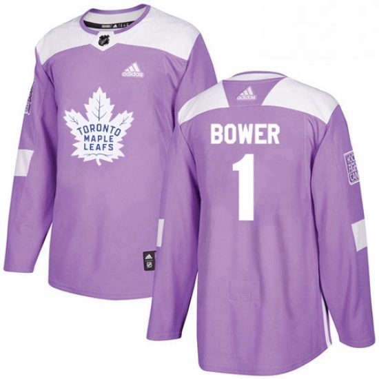 Mens Adidas Toronto Maple Leafs 1 Johnny Bower Authentic Purple Fights Cancer Practice NHL Jersey Mens Adidas Toronto Maple Leafs 1 Johnny Bower Authentic Purple Fights Cancer Practice NHL Jersey