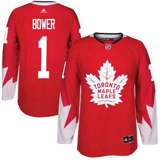 Mens Adidas Toronto Maple Leafs 1 Johnny Bower Authentic Red Alternate NHL Jersey Mens Adidas Toronto Maple Leafs 1 Johnny Bower Authentic Red Alternate NHL Jersey