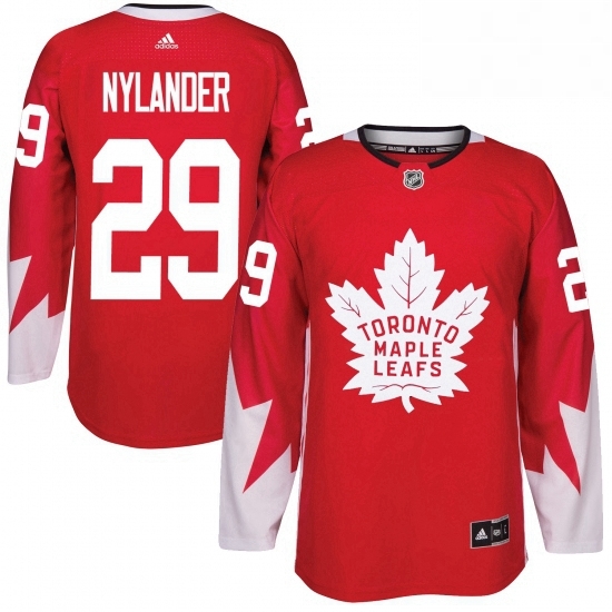 Mens Adidas Toronto Maple Leafs 29 William Nylander Authentic Red Alternate NHL Jersey 