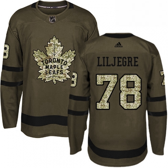 Mens Adidas Toronto Maple Leafs 78 Timothy Liljegren Authentic Green Salute to Service NHL Jersey Mens Adidas Toronto Maple Leafs 78 Timothy Liljegren Authentic Green Salute to Service NHL Jersey