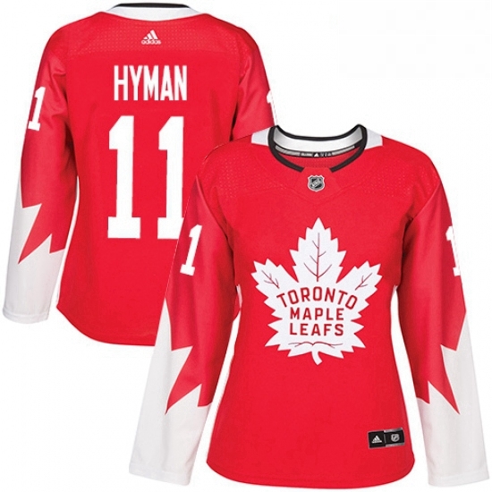 Womens Adidas Toronto Maple Leafs 11 Zach Hyman Authentic Red Alternate NHL Jersey Womens Adidas Toronto Maple Leafs 11 Zach Hyman Authentic Red Alternate NHL Jersey