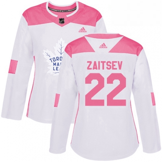 Womens Adidas Toronto Maple Leafs 22 Nikita Zaitsev Authentic WhitePink Fashion NHL Jersey Womens Adidas Toronto Maple Leafs 22 Nikita Zaitsev Authentic WhitePink Fashion NHL Jersey