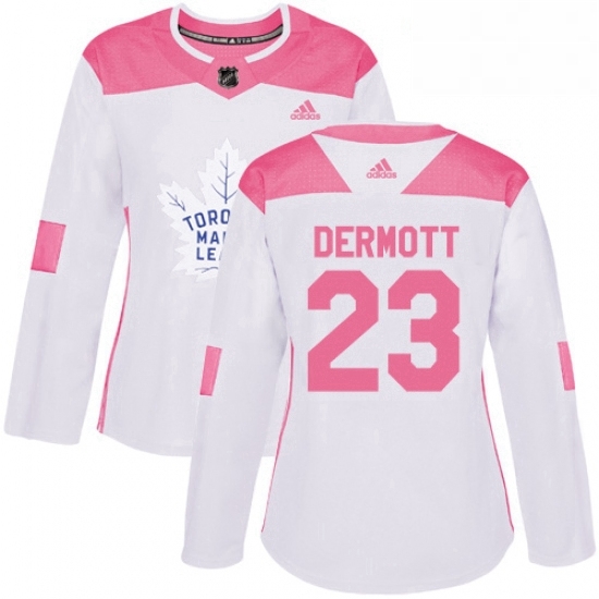 Womens Adidas Toronto Maple Leafs 23 Travis Dermott Authentic White Pink Fashion NHL Jersey Womens Adidas Toronto Maple Leafs 23 Travis Dermott Authentic White Pink Fashion NHL Jersey