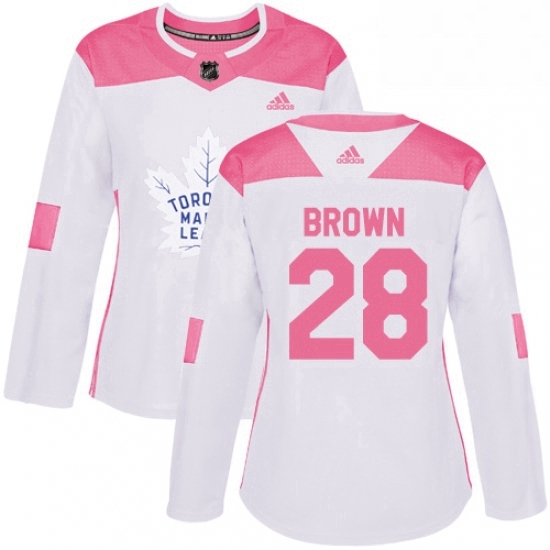 Womens Adidas Toronto Maple Leafs 28 Connor Brown Authentic WhitePink Fashion NHL Jersey Womens Adidas Toronto Maple Leafs 28 Connor Brown Authentic WhitePink Fashion NHL Jersey