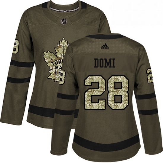 Womens Adidas Toronto Maple Leafs 28 Tie Domi Authentic Green Salute to Service NHL Jersey Womens Adidas Toronto Maple Leafs 28 Tie Domi Authentic Green Salute to Service NHL Jersey