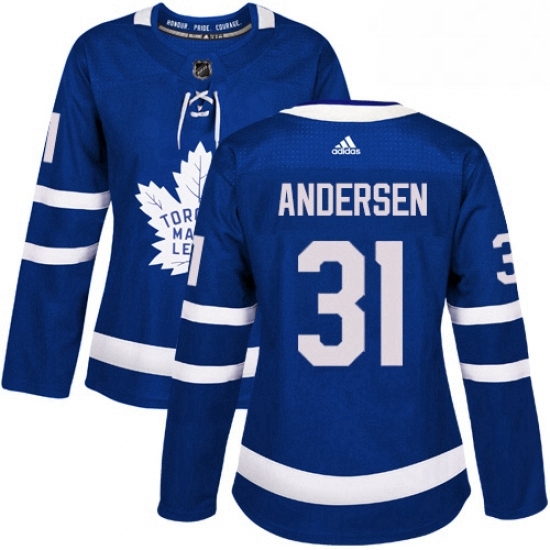 Womens Adidas Toronto Maple Leafs 31 Frederik Andersen Authentic Royal Blue Home NHL Jersey Womens Adidas Toronto Maple Leafs 31 Frederik Andersen Authentic Royal Blue Home NHL Jersey