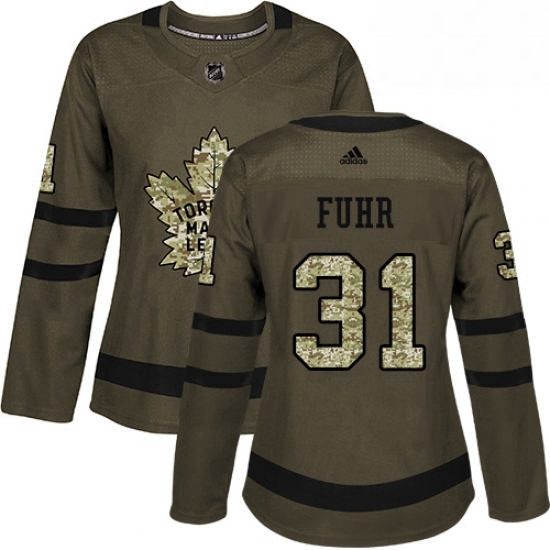 Womens Adidas Toronto Maple Leafs 31 Grant Fuhr Authentic Green Salute to Service NHL Jersey Womens Adidas Toronto Maple Leafs 31 Grant Fuhr Authentic Green Salute to Service NHL Jersey