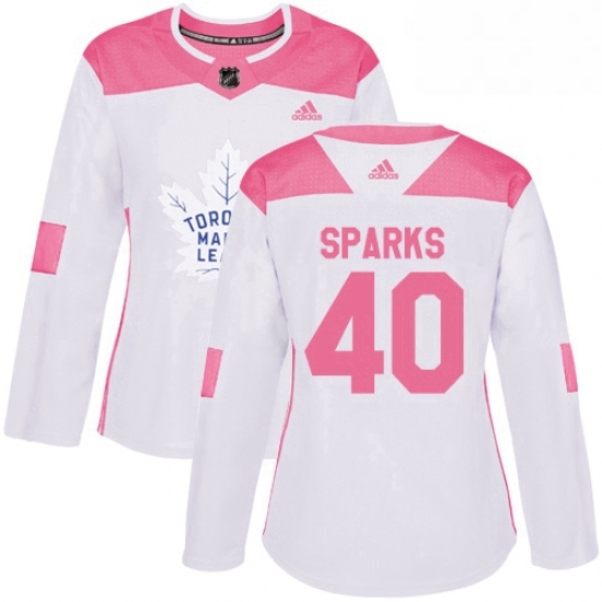 Womens Adidas Toronto Maple Leafs 40 Garret Sparks Authentic WhitePink Fashion NHL Jersey Womens Adidas Toronto Maple Leafs 40 Garret Sparks Authentic WhitePink Fashion NHL Jersey