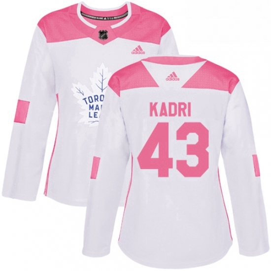 Womens Adidas Toronto Maple Leafs 43 Nazem Kadri Authentic WhitePink Fashion NHL Jersey Womens Adidas Toronto Maple Leafs 43 Nazem Kadri Authentic WhitePink Fashion NHL Jersey