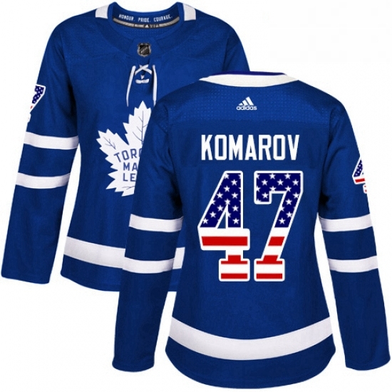 Womens Adidas Toronto Maple Leafs 47 Leo Komarov Authentic Royal Blue USA Flag Fashion NHL Jersey Womens Adidas Toronto Maple Leafs 47 Leo Komarov Authentic Royal Blue USA Flag Fashion NHL Jersey