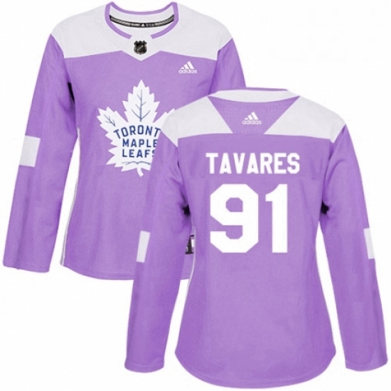Womens Adidas Toronto Maple Leafs 91 John Tavares Authentic Purple Fights Cancer Practice NHL Jersey Womens Adidas Toronto Maple Leafs 91 John Tavares Authentic Purple Fights Cancer Practice NHL Jersey