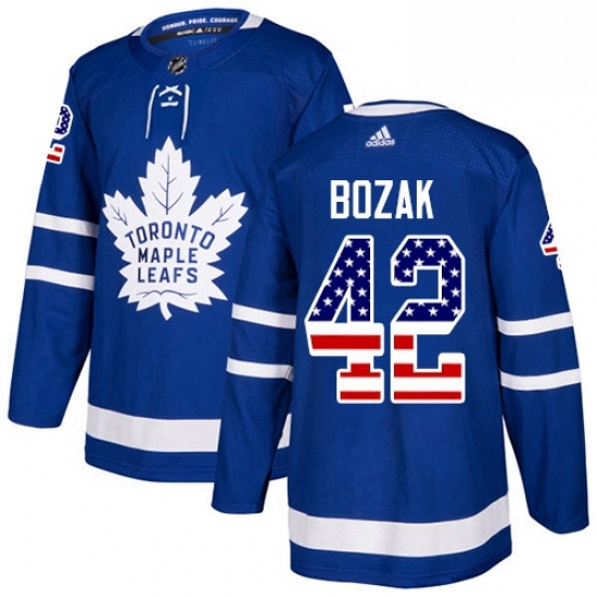 Youth Adidas Toronto Maple Leafs 42 Tyler Bozak Authentic Royal Blue USA Flag Fashion NHL Jersey Youth Adidas Toronto Maple Leafs 42 Tyler Bozak Authentic Royal Blue USA Flag Fashion NHL Jersey