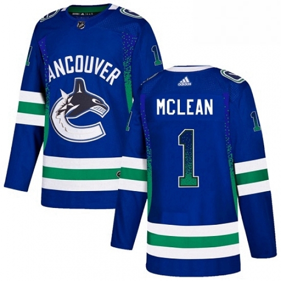 Mens Adidas Vancouver Canucks 1 Kirk Mclean Authentic Blue Drift Fashion NHL Jersey Mens Adidas Vancouver Canucks 1 Kirk Mclean Authentic Blue Drift Fashion NHL Jersey