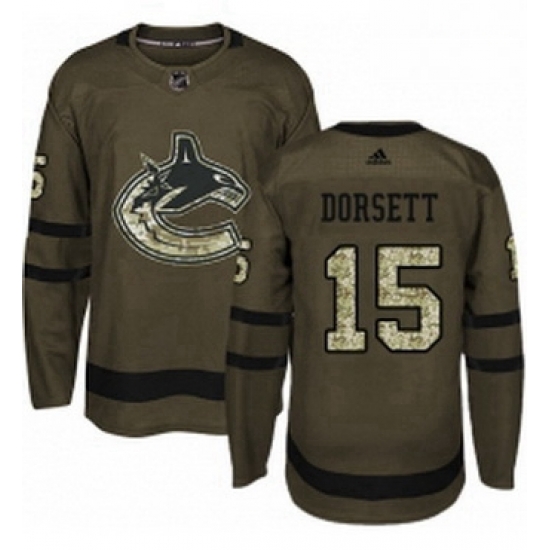 Mens Adidas Vancouver Canucks 15 Derek Dorsett Premier Green Salute to Service NHL Jersey 