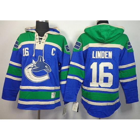 Vancouver Canucks 16 Trevor Linden Blue Lace-Up NHL Jersey Hoodies Vancouver Canucks 16 Trevor Linden Blue Lace-Up NHL Jersey Hoodies