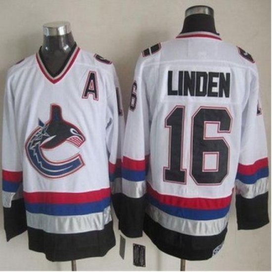 Vancouver Canucks #16 Trevor Linden White Black CCM Throwback Stitched NHL Jersey Vancouver Canucks #16 Trevor Linden White Black CCM Throwback Stitched NHL Jersey