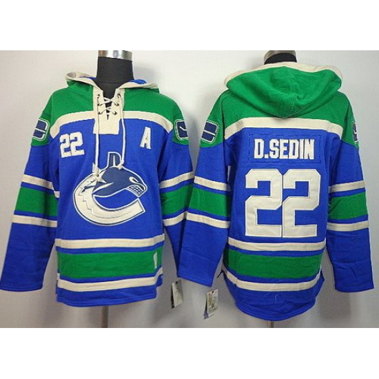 Vancouver Canucks 22 D.Sedin Blue Lace-Up NHL Jersey Hoodies Vancouver Canucks 22 D.Sedin Blue Lace-Up NHL Jersey Hoodies