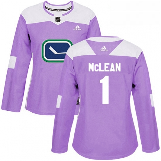 Womens Adidas Vancouver Canucks 1 Kirk Mclean Authentic Purple Fights Cancer Practice NHL Jersey Womens Adidas Vancouver Canucks 1 Kirk Mclean Authentic Purple Fights Cancer Practice NHL Jersey