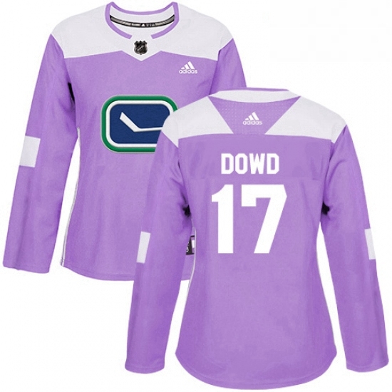 Womens Adidas Vancouver Canucks 17 Nic Dowd Authentic Purple Fights Cancer Practice NHL Jersey Womens Adidas Vancouver Canucks 17 Nic Dowd Authentic Purple Fights Cancer Practice NHL Jersey