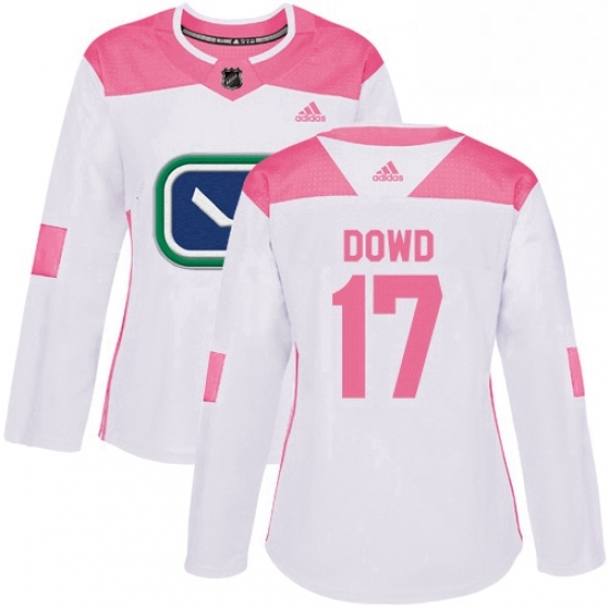 Womens Adidas Vancouver Canucks 17 Nic Dowd Authentic White Pink Fashion NHL Jerse Womens Adidas Vancouver Canucks 17 Nic Dowd Authentic White Pink Fashion NHL Jerse