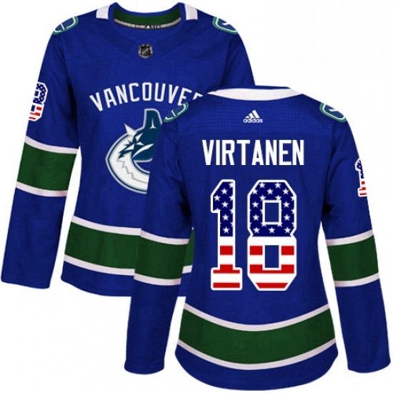 Womens Adidas Vancouver Canucks 18 Jake Virtanen Authentic Blue USA Flag Fashion NHL Jersey Womens Adidas Vancouver Canucks 18 Jake Virtanen Authentic Blue USA Flag Fashion NHL Jersey