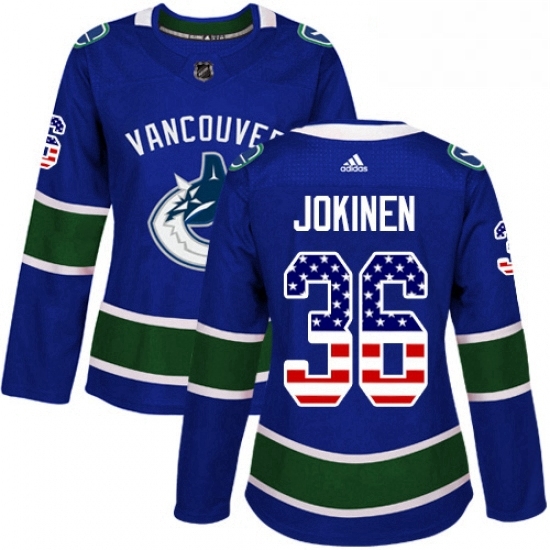 Womens Adidas Vancouver Canucks 36 Jussi Jokinen Authentic Blue USA Flag Fashion NHL Jersey Womens Adidas Vancouver Canucks 36 Jussi Jokinen Authentic Blue USA Flag Fashion NHL Jersey