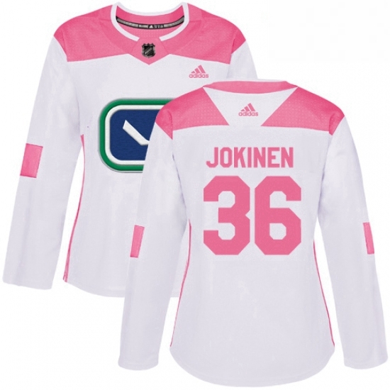 Womens Adidas Vancouver Canucks 36 Jussi Jokinen Authentic White Pink Fashion NHL Jerse Womens Adidas Vancouver Canucks 36 Jussi Jokinen Authentic White Pink Fashion NHL Jerse