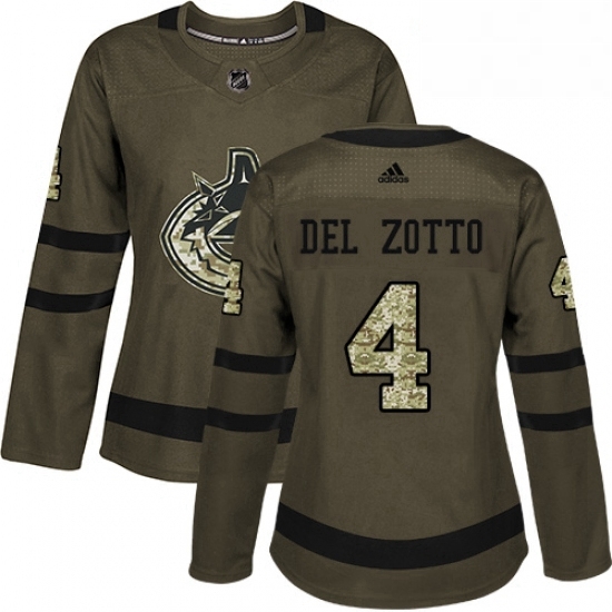 Womens Adidas Vancouver Canucks 4 Michael Del Zotto Authentic Green Salute to Service NHL Jersey Womens Adidas Vancouver Canucks 4 Michael Del Zotto Authentic Green Salute to Service NHL Jersey