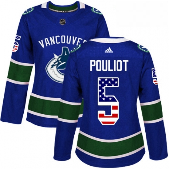 Womens Adidas Vancouver Canucks 5 Derrick Pouliot Authentic Blue USA Flag Fashion NHL Jersey Womens Adidas Vancouver Canucks 5 Derrick Pouliot Authentic Blue USA Flag Fashion NHL Jersey