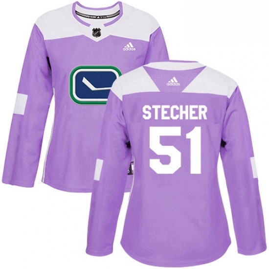 Womens Adidas Vancouver Canucks 51 Troy Stecher Authentic Purple Fights Cancer Practice NHL Jersey Womens Adidas Vancouver Canucks 51 Troy Stecher Authentic Purple Fights Cancer Practice NHL Jersey